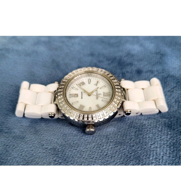 Le Chateau White and Silver Watch with Crystal Accents - Picture 2 of 10